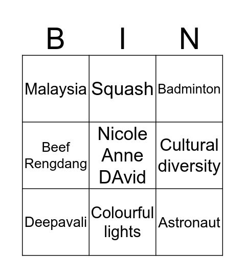 Rosalie Bingo Card