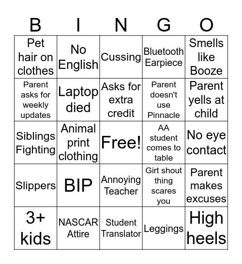 PTC Bingo  Bingo Card