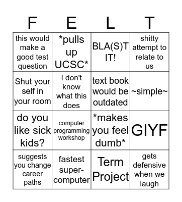 Feltus Bingo Card