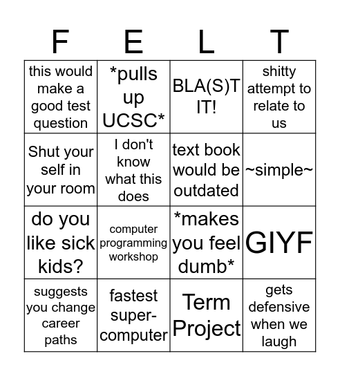 Feltus Bingo Card