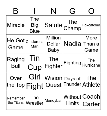 Sports Movies Bingo Card