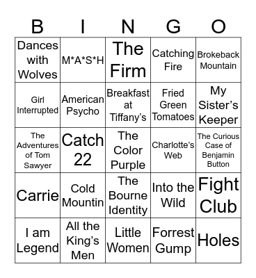 Books to Movies Bingo Card