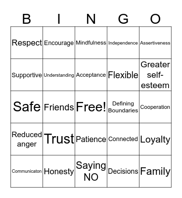 Healthy Boundaries  Bingo Card