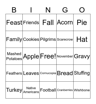 Thanksgiving!!! Bingo Card