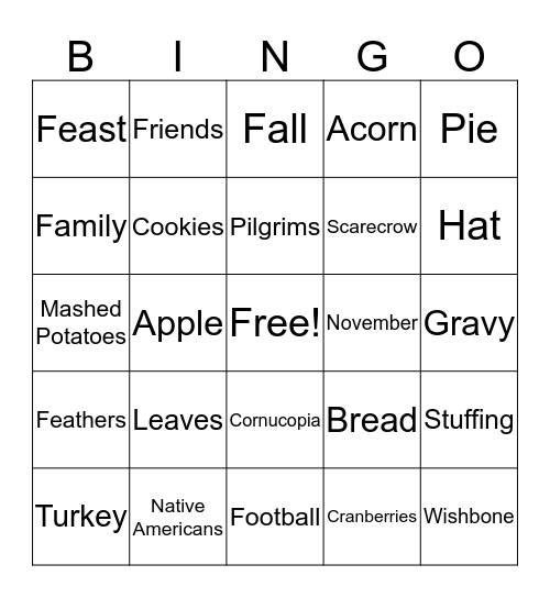 Thanksgiving!!! Bingo Card