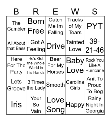 Boondocks Brews, Beats & Bingo Card