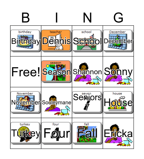 11/2/201 Seniors 7 Bingo Card