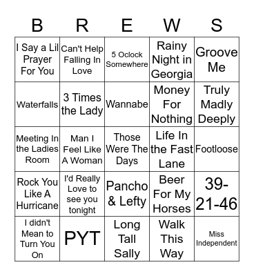 Boondocks Brews, Beats & Bingo Card