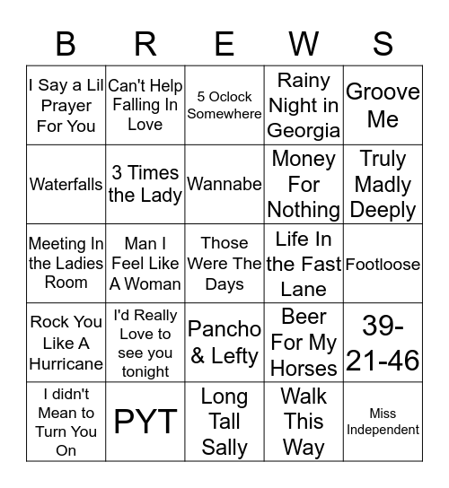 Boondocks Brews, Beats & Bingo Card