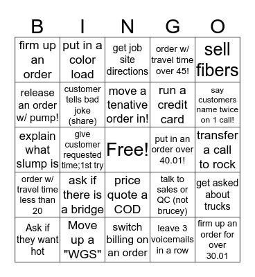 Dispatch Bingo Card