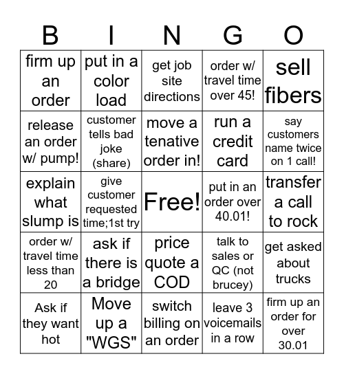 Dispatch Bingo Card