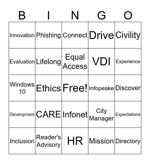 New Employee Orientation Bingo Card