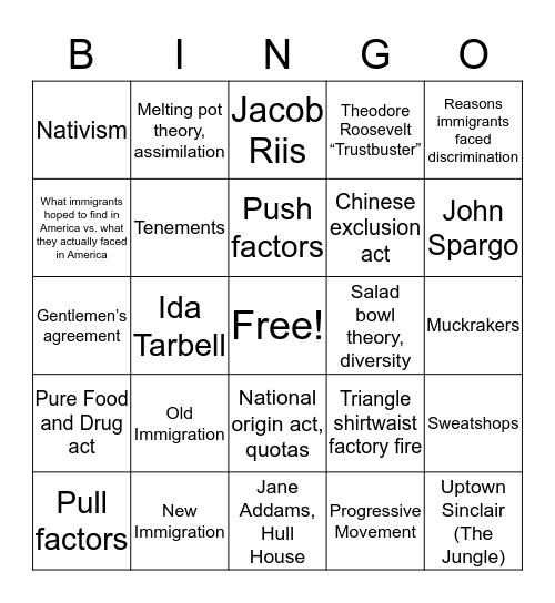 SS test Bingo Card