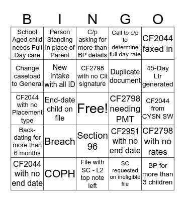 MC Bingo! Bingo Card