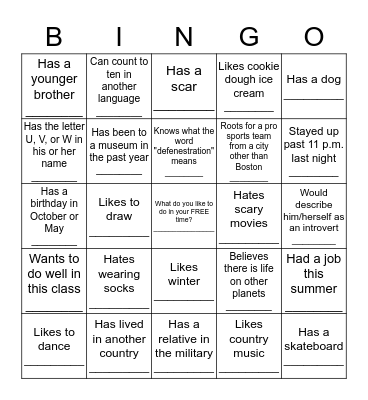Icebreaker Bingo - Find Someone Who ... Bingo Card