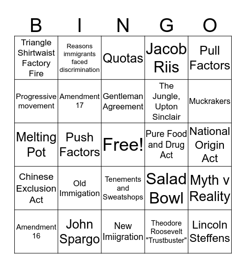 Social Studies Bingo 1 Bingo Card