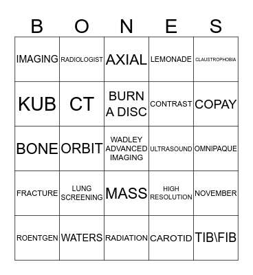 RAD TECH WEEK! Bingo Card
