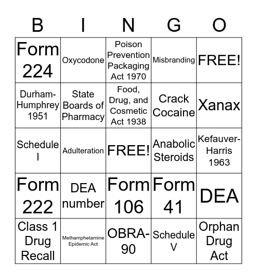 Chapters 3 and 4  Bingo Card