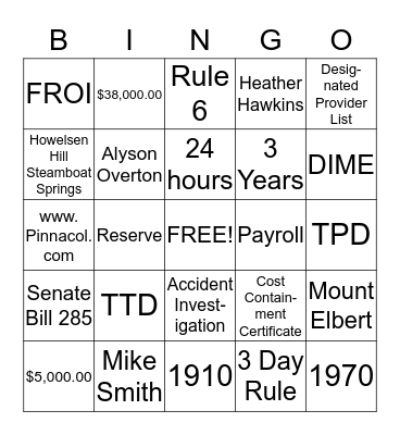 SKI CONFERENCE BINGO Card