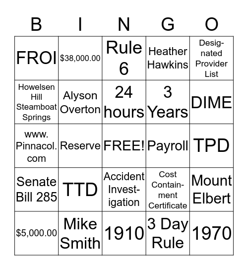 SKI CONFERENCE BINGO Card