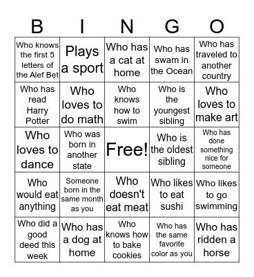 FIND SOMEONE IN THE CLASS Bingo Card