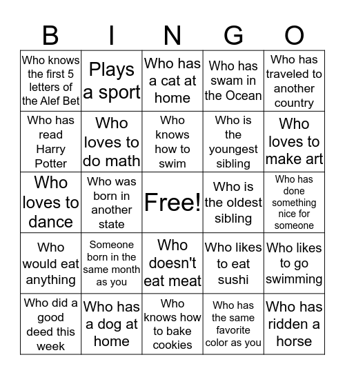 dance class bingo template