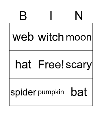 October Week 5 Site Words Bingo Card
