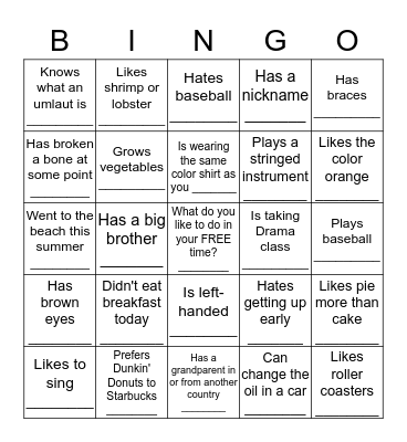 Icebreaker Bingo - Find Someone Who... Bingo Card