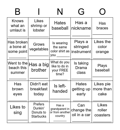 Icebreaker Bingo - Find Someone Who... Bingo Card