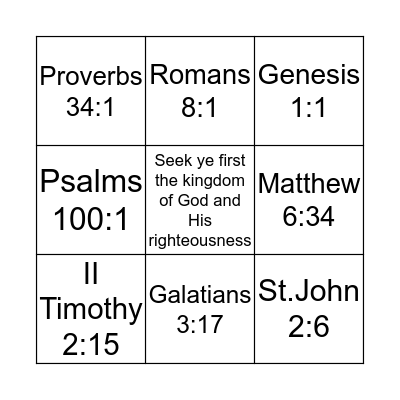 Bible Bingo Card