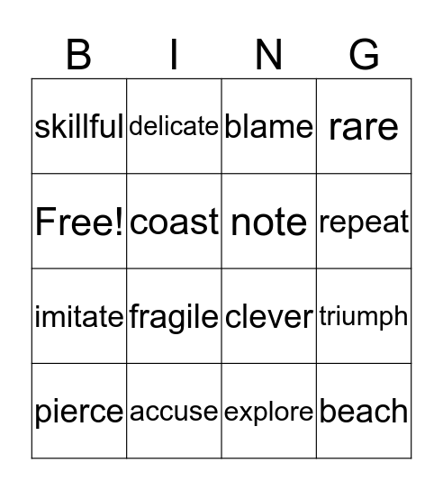Liberty Bell Bingo Card