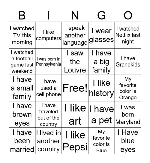 BINGO Card