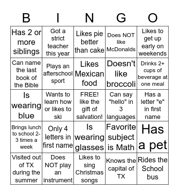T&T Icebreaker Bingo Card