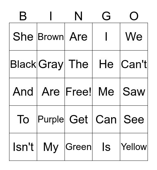 Demarian Sight Words Bingo Card