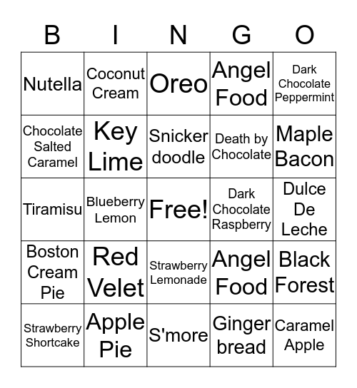 Cupcake Bingo Card