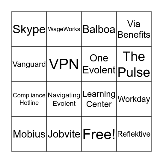 Evolent Systems Bingo Card