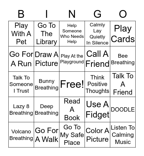 Relaxing Calm At Home Bingo Card