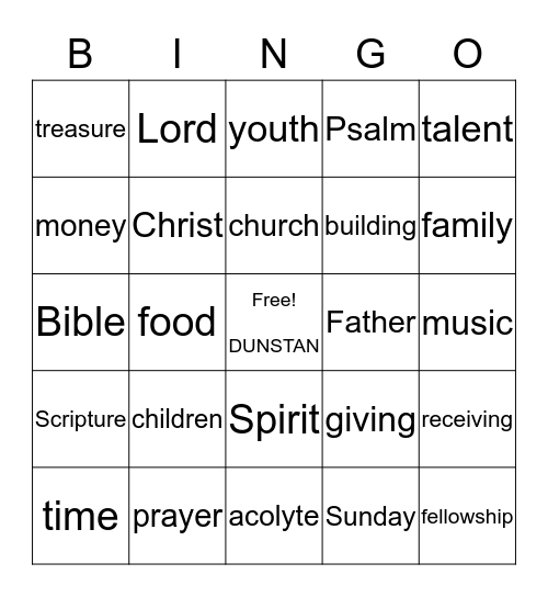 Stewardship Dinner Bingo Card