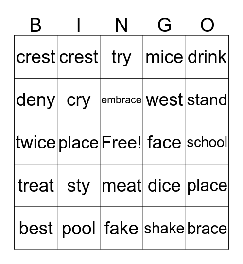 PAT 2 Bingo Card