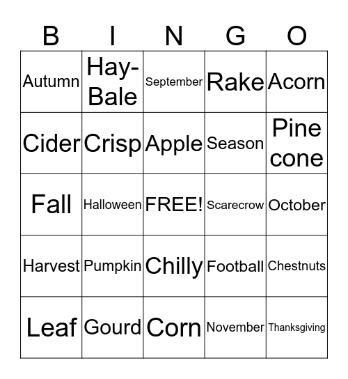 Fall Bingo Card