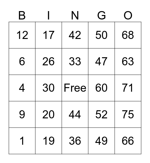 Jesse Wharton Bingo Night Bingo Card