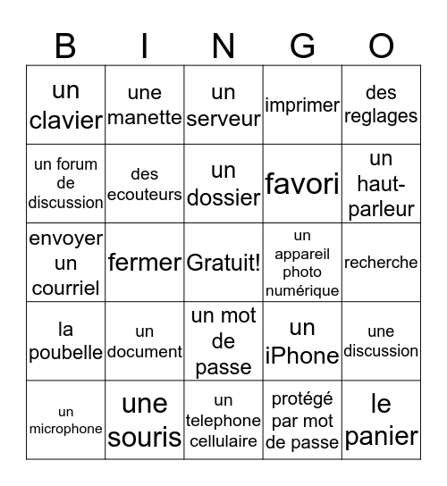 La Technologie Bingo Card