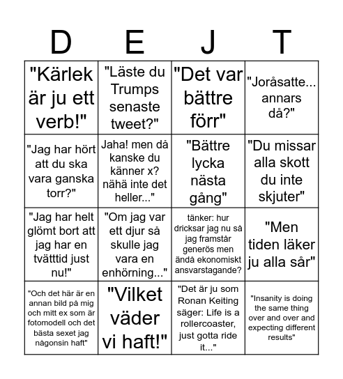 Dejtbingo Card