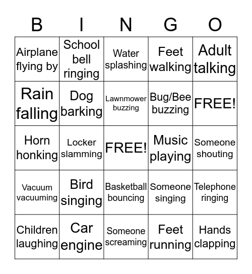 Sounds Around Bingo Card