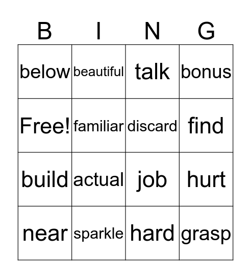 Synonym Bingo 2 Bingo Card