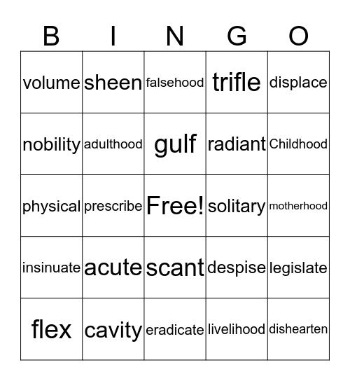 Lesson4 Bingo Card