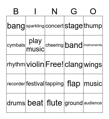 Festival Day Bingo Card