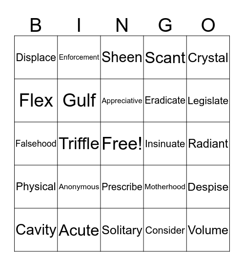 Lesson4 Bingo Card