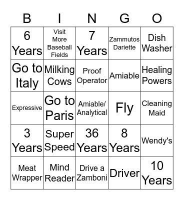 AUTOBIOGRAPHY BINGO Card