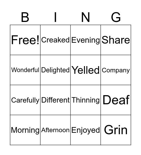 VOCAB BINGO Card